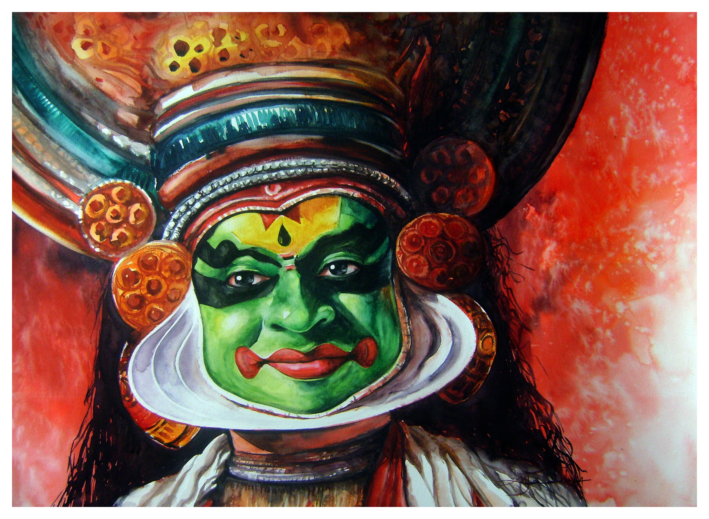 Kathakali - Portrait/Figures Water Painting | World Art Community