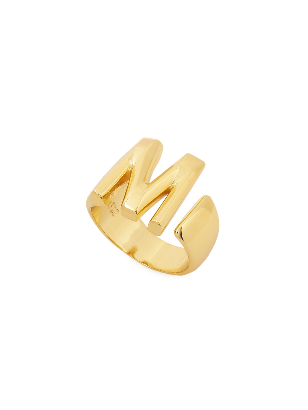 Letter M 14KT Yellow Gold Initial Ring