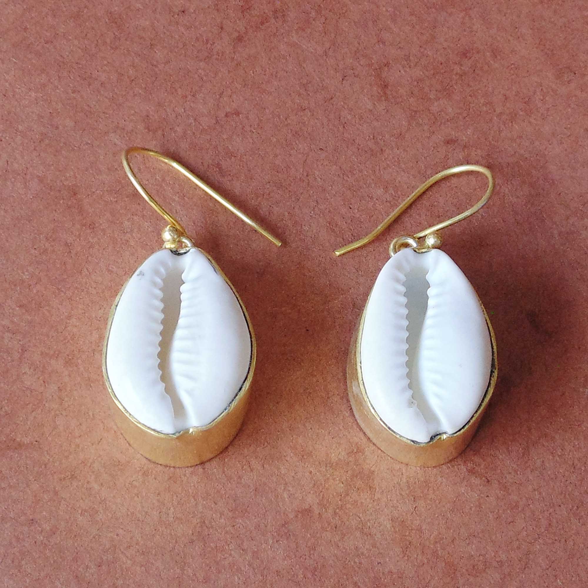 Silver Cowrie Shell Earrings | bjewellery