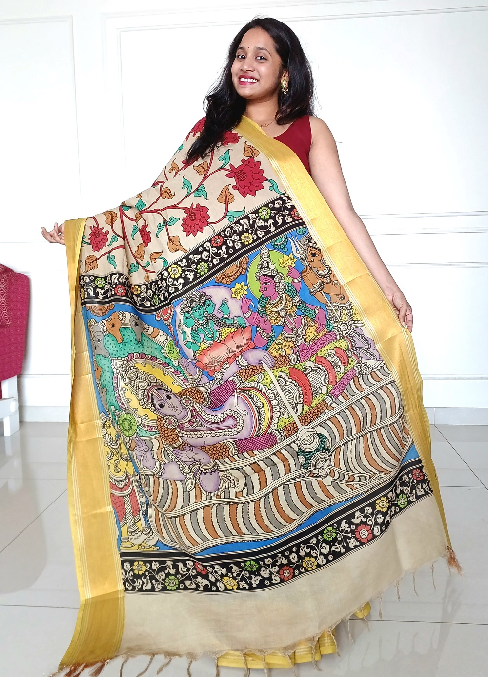 Hand Paint Kalamkari Murshidabad Silk Party Wear Saree at Rs 3565/piece in  Kolkata