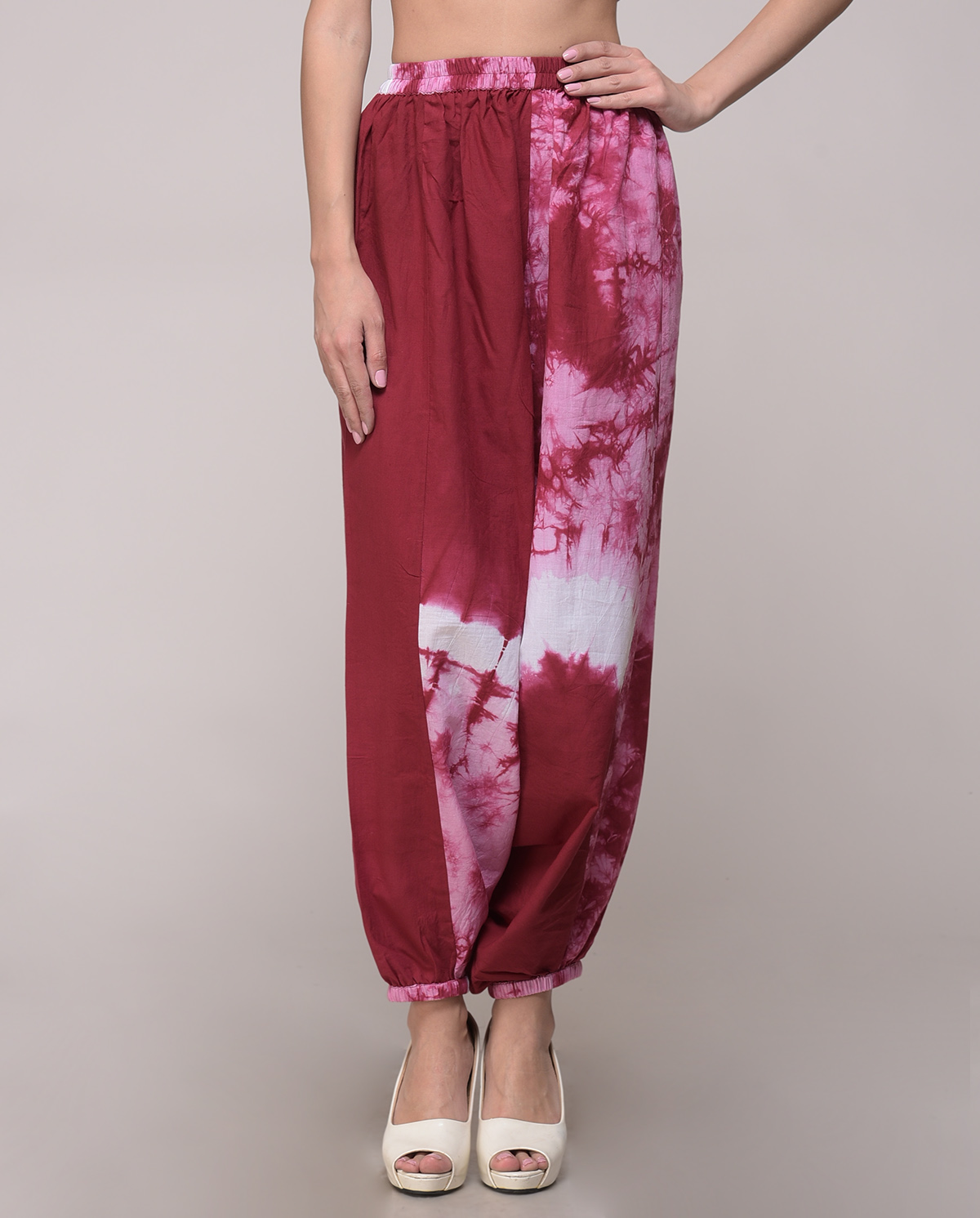 Maroon tie dye harem pants - Pants & Palazzos Women Apparel | World Art ...