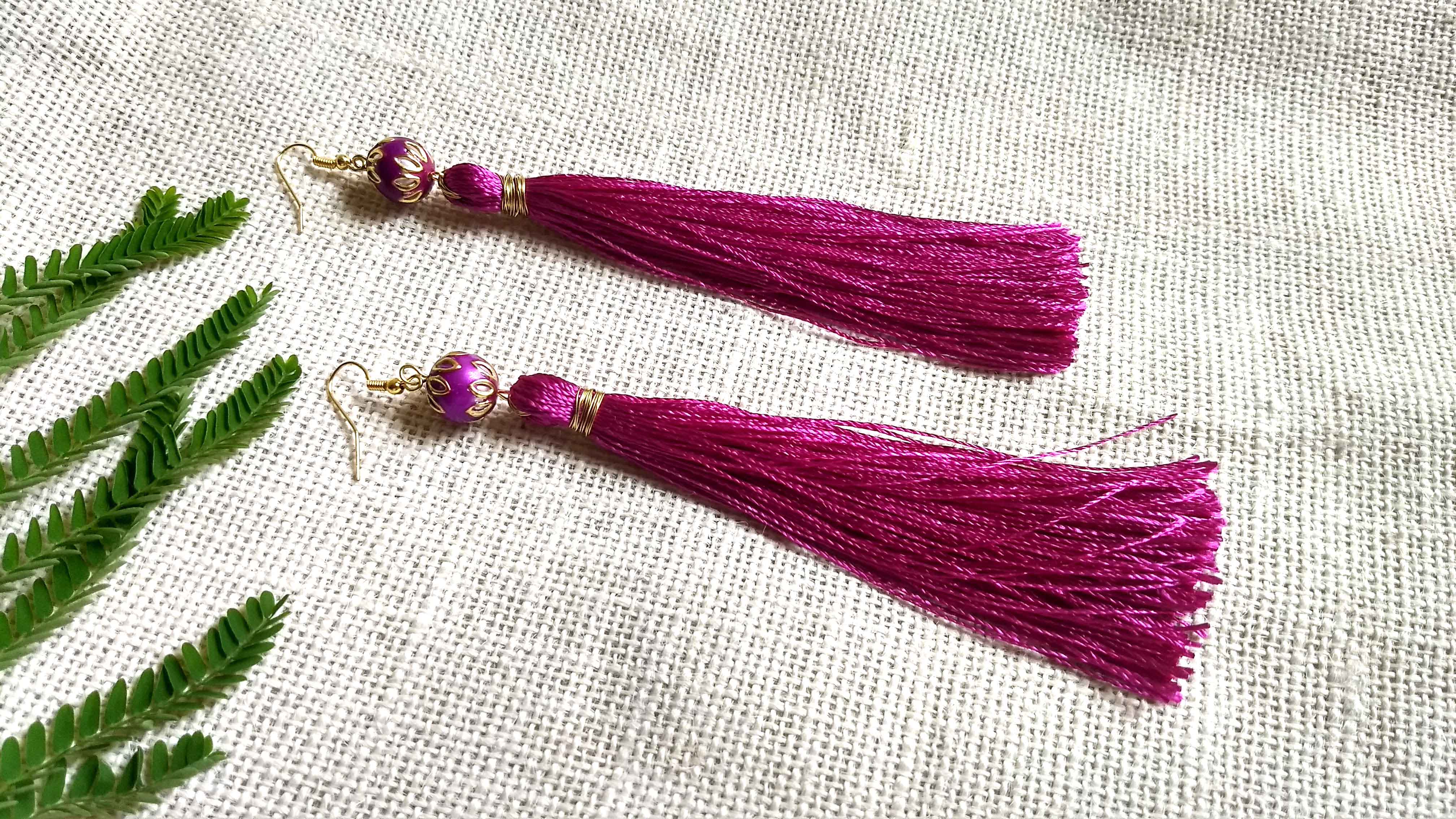 Long Purple Silk Tassel Earrings With Beaded Beads Ultra Violet Statement Tassel  Earrings Purple Tassel Jewelry Gift Women - Etsy