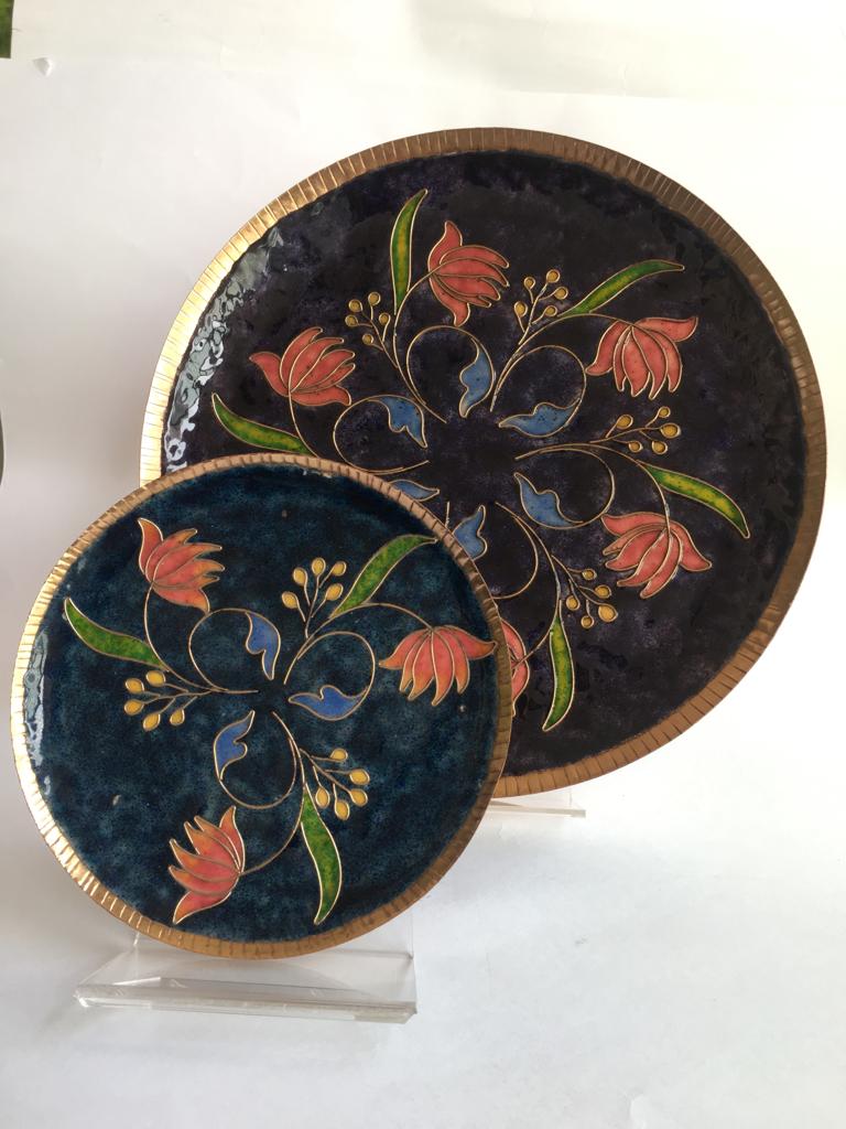 Whirling Lotus Wall Plate- Copper enamel handmade decorative wall plate - Wall Accents Wall Art ...