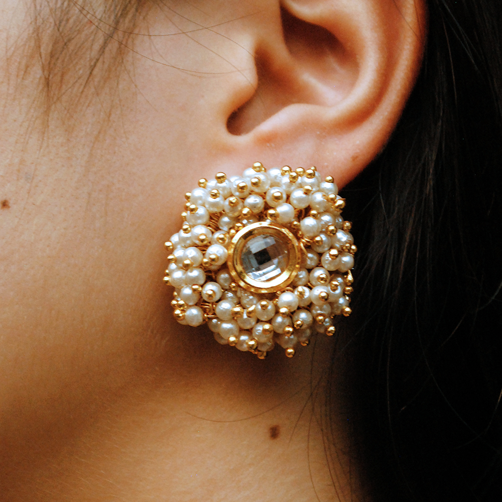 Garden Of Pearl Circular Stud Handmade Pearly Earrings - Art Jewelry ...