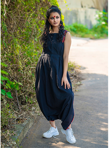 Buy Blue German Satin Embellished Pearls Liliana Gardenia Dhoti Jumpsuit  For Girls by LITTLEENS Online at Aza Fashions.