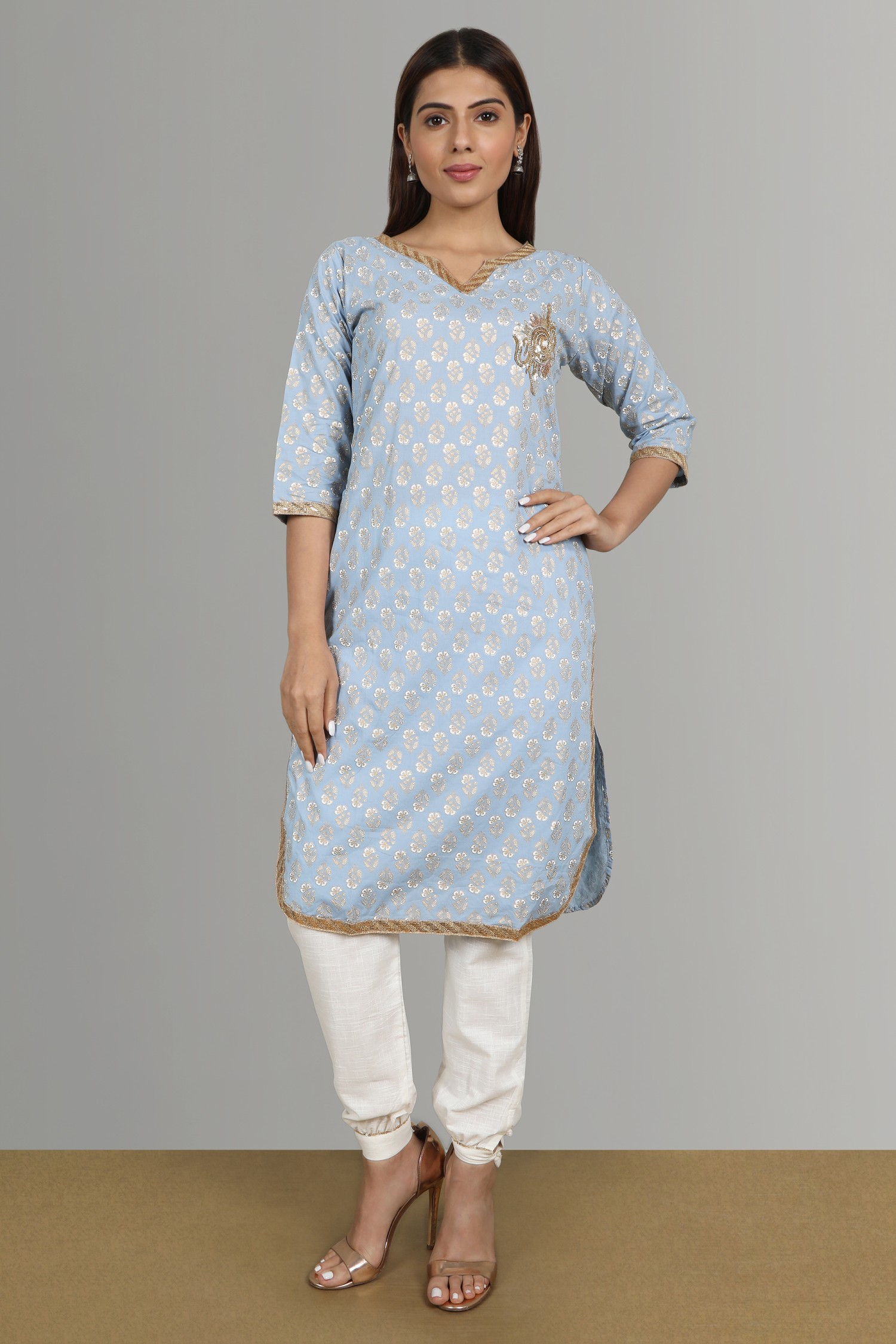 Beautiful asymmetrical cuts kurti with pencil pant and embellished with  embroidery. | Clothes, Party wear, Cold shoulder dress
