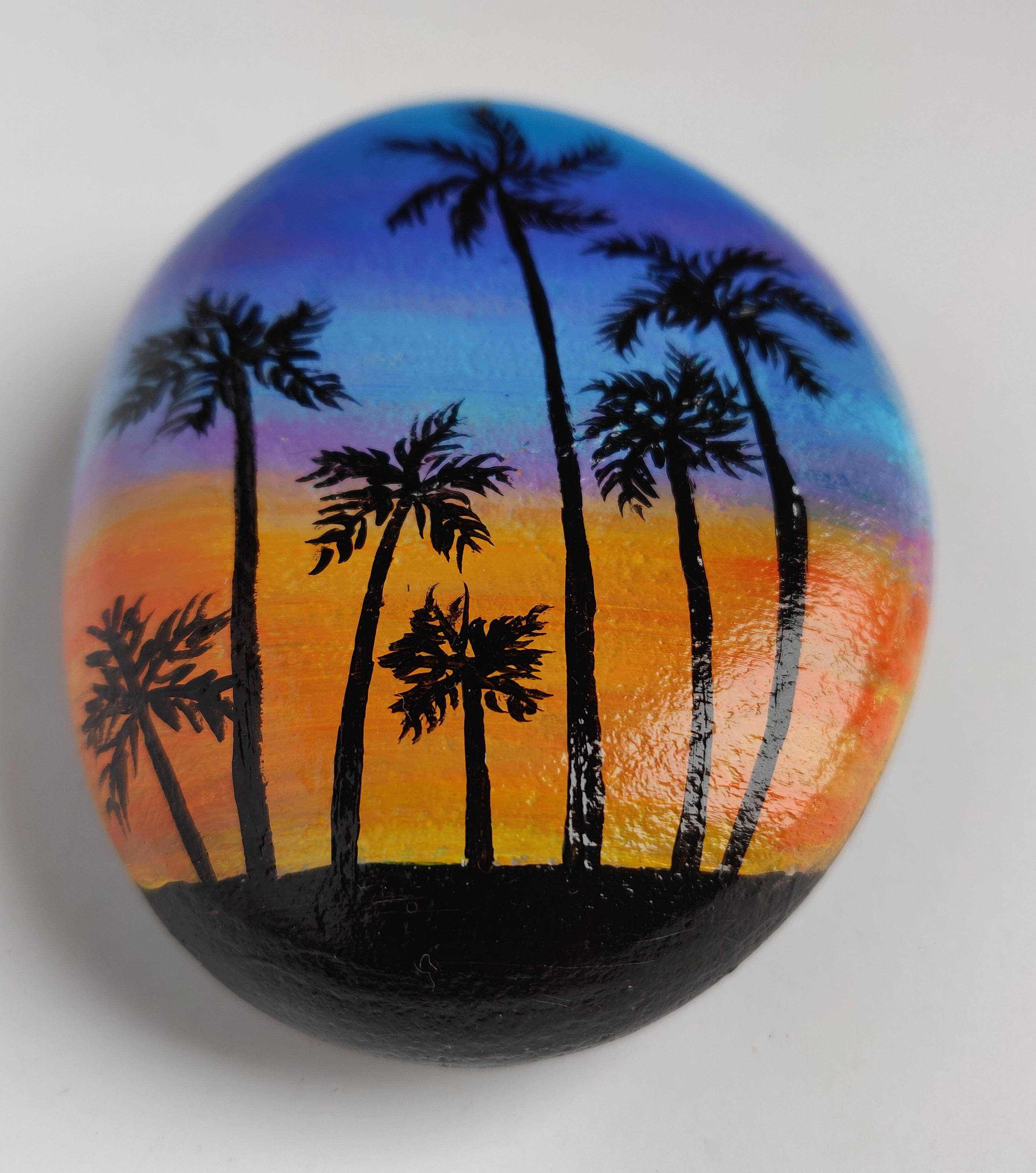 Hand Painted Pebble - Sunset - Curios Décor Home Décor | World Art ...