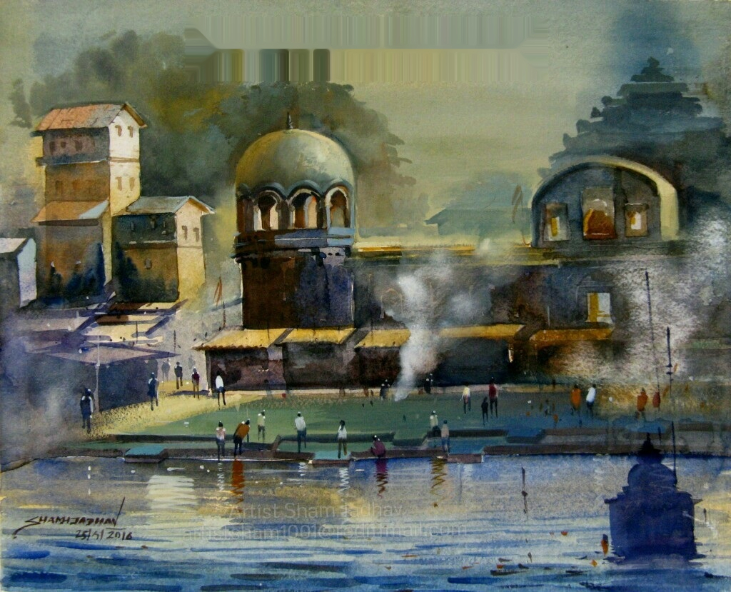 Untitled V by Sham Jadhav - Scenery Water Painting | World Art Community