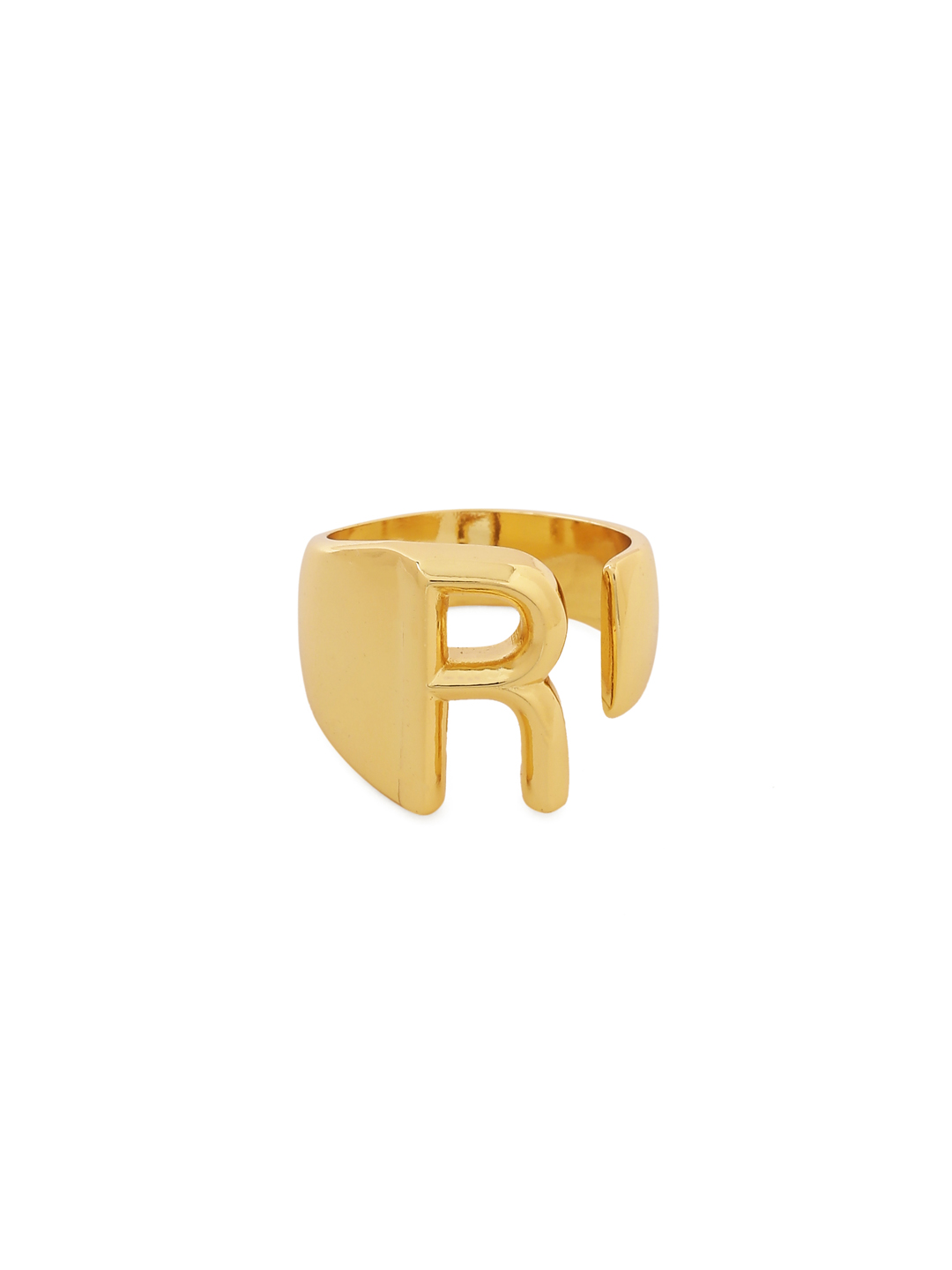 Keyzar · Initial Letter Dainty Ring Red / 14k Yellow Gold / R