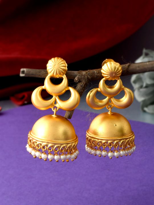 Gray Long Triple Jhumka Traditional Earrings – AryaFashions
