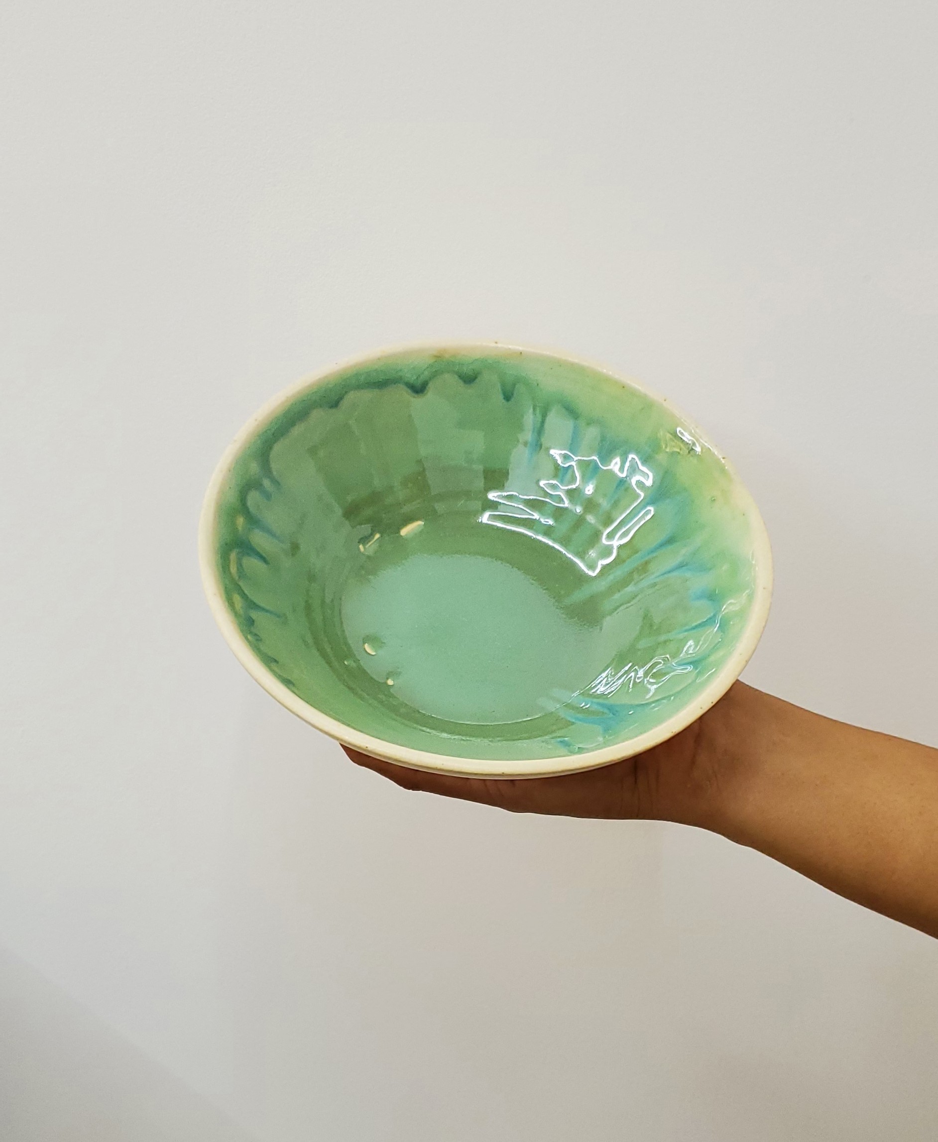 Small Salad Bowl - Green - Stoneware Pottery | World Art Community