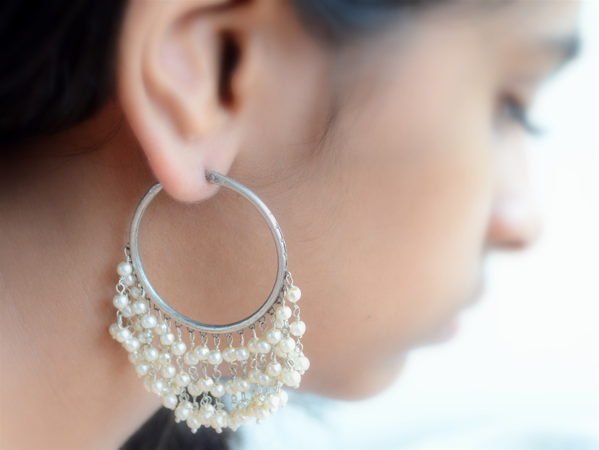 Antique Gold With Pearls Floral Large Ethnic Jhumka Earrings