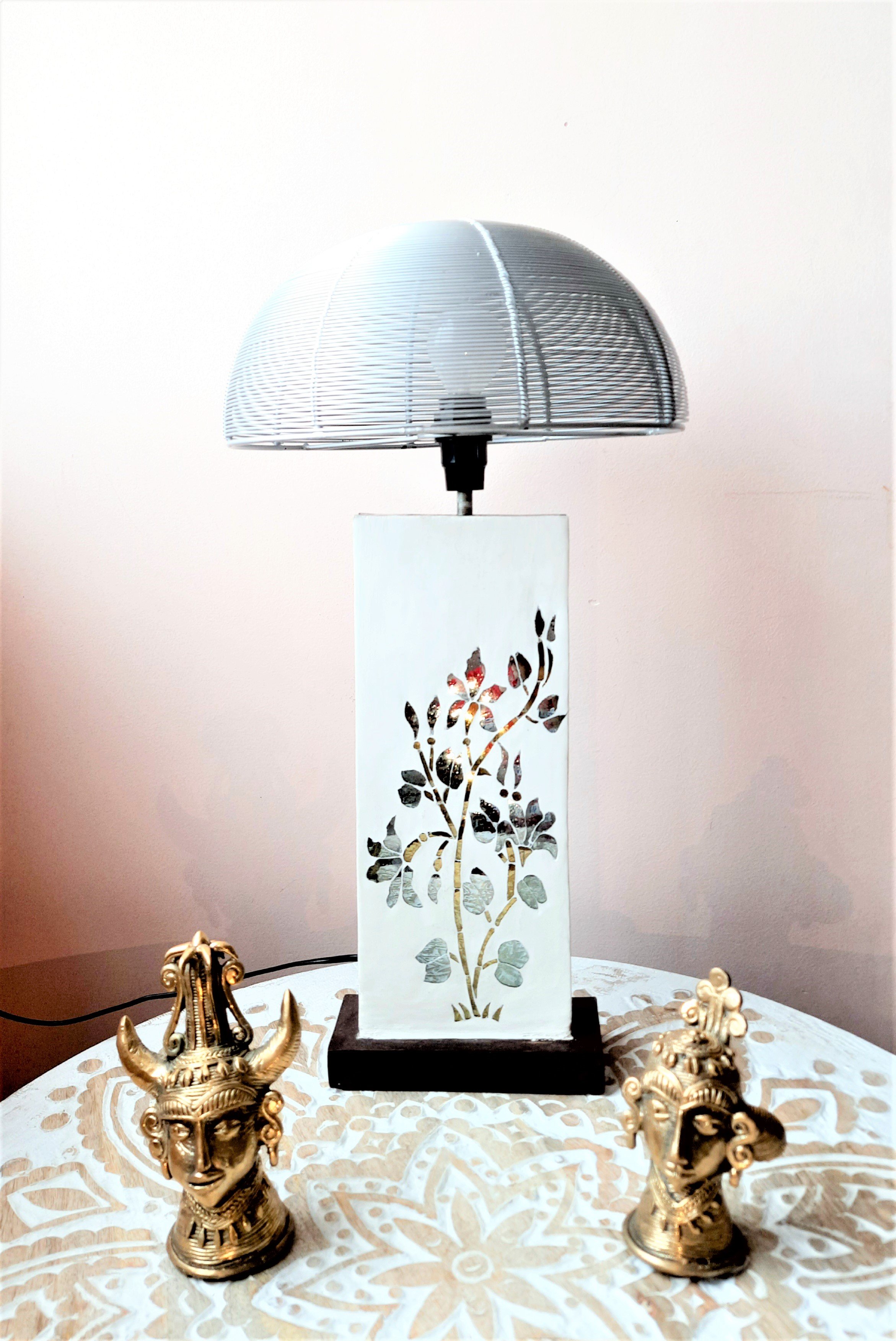 Wine bottle table lamp with kalamkari lamp shade
